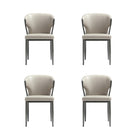 Manhattan Comfort Kirsten Modern Vegan Leather Metal Dining Chair in Light Gray - Set of 4