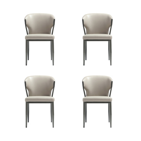 Manhattan Comfort Kirsten Modern Vegan Leather Metal Dining Chair in Light Gray - Set of 4