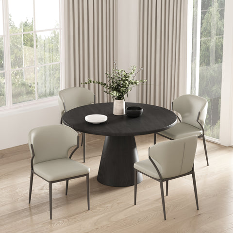 Manhattan Comfort Kirsten Modern Vegan Leather Metal Dining Chair in Light Gray - Set of 4