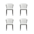 Manhattan Comfort Kirsten Modern Vegan Leather Metal Dining Chair in White - Set of 4