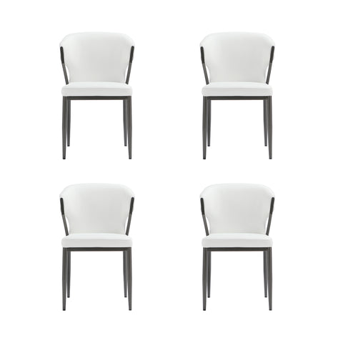 Manhattan Comfort Kirsten Modern Vegan Leather Metal Dining Chair in White - Set of 4