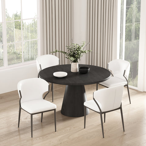 Manhattan Comfort Kirsten Modern Vegan Leather Metal Dining Chair in White - Set of 4