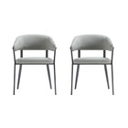 Manhattan Comfort Belle Modern Metal Upholstered Dining Chair in Stone Gray - Set of 2