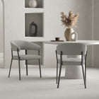 Manhattan Comfort Belle Modern Metal Upholstered Dining Chair in Stone Gray - Set of 2