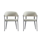 Manhattan Comfort Belle Modern Metal Upholstered Dining Chair in Oatmeal - Set of 2