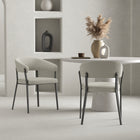 Manhattan Comfort Belle Modern Metal Upholstered Dining Chair in Oatmeal - Set of 2