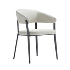 Manhattan Comfort Belle Modern Metal Upholstered Dining Chair in Oatmeal - Set of 2