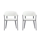 Manhattan Comfort Belle Modern Metal Upholstered Dining Chair in White - Set of 2