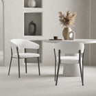 Manhattan Comfort Belle Modern Metal Upholstered Dining Chair in White - Set of 2