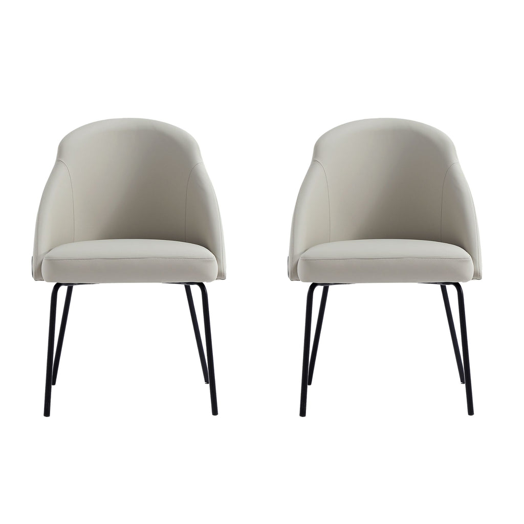 Manhattan Comfort Gracie Modern Vegan Leather Metal Dining Chair in Stone Gray and Black - Set of 2