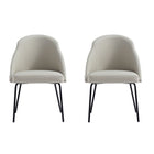 Manhattan Comfort Gracie Modern Vegan Leather Metal Dining Chair in Stone Gray and Black - Set of 2