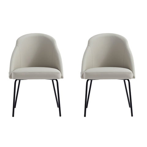 Manhattan Comfort Gracie Modern Vegan Leather Metal Dining Chair in Stone Gray and Black - Set of 2