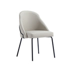Manhattan Comfort Gracie Modern Vegan Leather Metal Dining Chair in Stone Gray and Black - Set of 2