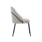 Manhattan Comfort Gracie Modern Vegan Leather Metal Dining Chair in Stone Gray and Black - Set of 2
