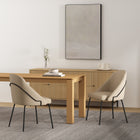 Manhattan Comfort Gracie Modern Vegan Leather Metal Dining Chair in Tan and Black - Set of 2