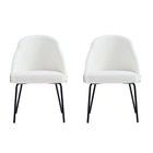 Manhattan Comfort Gracie Modern Vegan Leather Metal Dining Chair in White and Black - Set of 2