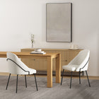 Manhattan Comfort Gracie Modern Vegan Leather Metal Dining Chair in White and Black - Set of 2