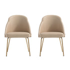 Manhattan Comfort Gracie Modern Vegan Leather Metal Dining Chair in Tan and Gold - Set of 2