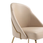 Manhattan Comfort Gracie Modern Vegan Leather Metal Dining Chair in Tan and Gold - Set of 2