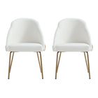 Manhattan Comfort Gracie Modern Vegan Leather Metal Dining Chair in White and Gold - Set of 2