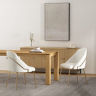 Manhattan Comfort Gracie Modern Vegan Leather Metal Dining Chair in White and Gold - Set of 2