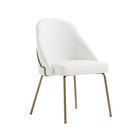 Manhattan Comfort Gracie Modern Vegan Leather Metal Dining Chair in White and Gold - Set of 2