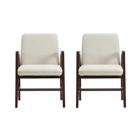 Manhattan Comfort Stella Modern Velvet Wood Armchair in Cream - Set of 2
