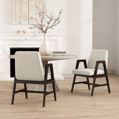 Manhattan Comfort Stella Modern Velvet Wood Armchair in Cream - Set of 2