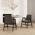 Manhattan Comfort Stella Modern Velvet Wood Armchair in Graphite - Set of 2