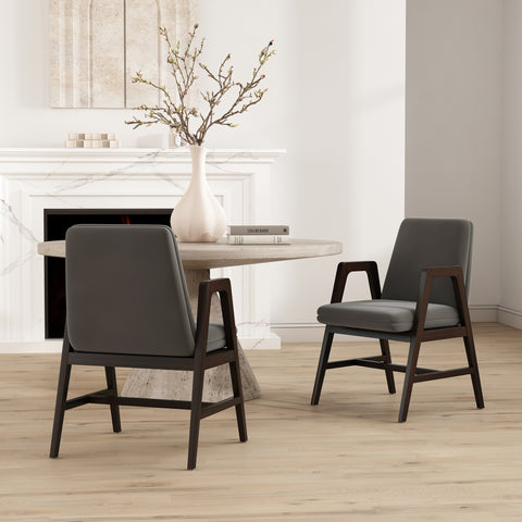 Manhattan Comfort Stella Modern Velvet Wood Armchair in Graphite - Set of 2