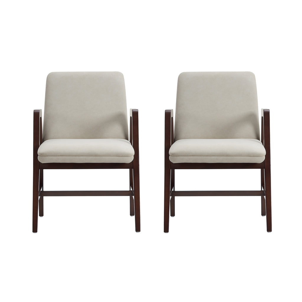 Manhattan Comfort Stella Modern Velvet Wood Armchair in Champagne - Set of 2
