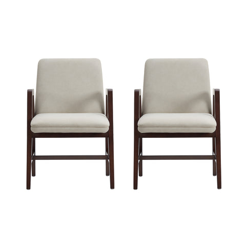 Manhattan Comfort Stella Modern Velvet Wood Armchair in Champagne - Set of 2