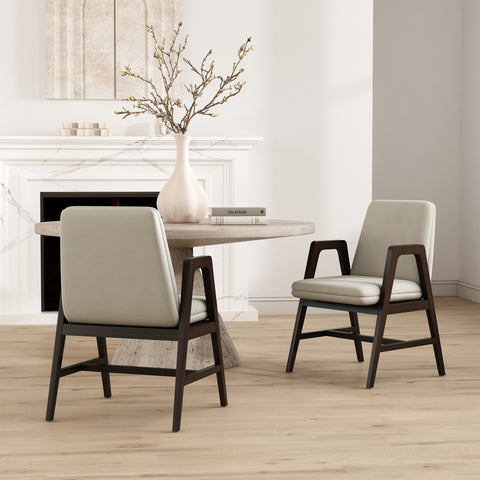 Manhattan Comfort Stella Modern Velvet Wood Armchair in Champagne - Set of 2