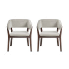 Manhattan Comfort Blake Modern Faux Mohair Wood Armchair in Greige - Set of 2
