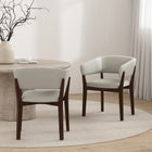 Manhattan Comfort Blake Modern Faux Mohair Wood Armchair in Greige - Set of 2