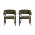 Manhattan Comfort Blake Modern Faux Mohair Wood Armchair in Green - Set of 2