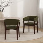 Manhattan Comfort Blake Modern Faux Mohair Wood Armchair in Green - Set of 2