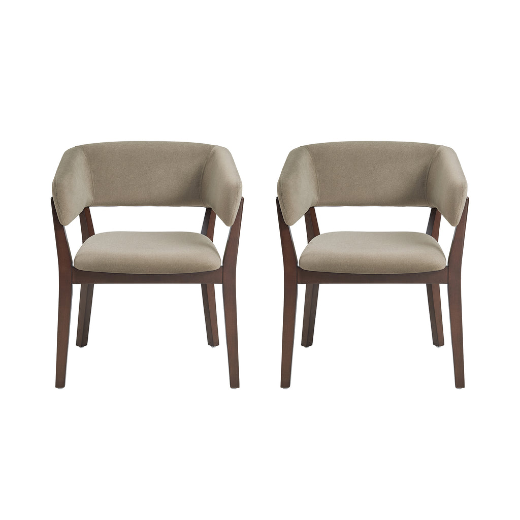 Manhattan Comfort Blake Modern Faux Mohair Wood Armchair in Linen - Set of 2