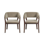 Manhattan Comfort Blake Modern Faux Mohair Wood Armchair in Linen - Set of 2