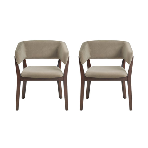 Manhattan Comfort Blake Modern Faux Mohair Wood Armchair in Linen - Set of 2