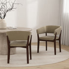 Manhattan Comfort Blake Modern Faux Mohair Wood Armchair in Linen - Set of 2