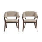 Manhattan Comfort Blake Modern Faux Mohair Wood Armchair in Natural - Set of 2