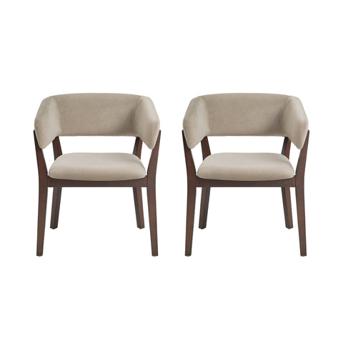 Manhattan Comfort Blake Modern Faux Mohair Wood Armchair in Natural - Set of 2