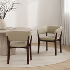 Manhattan Comfort Blake Modern Faux Mohair Wood Armchair in Natural - Set of 2