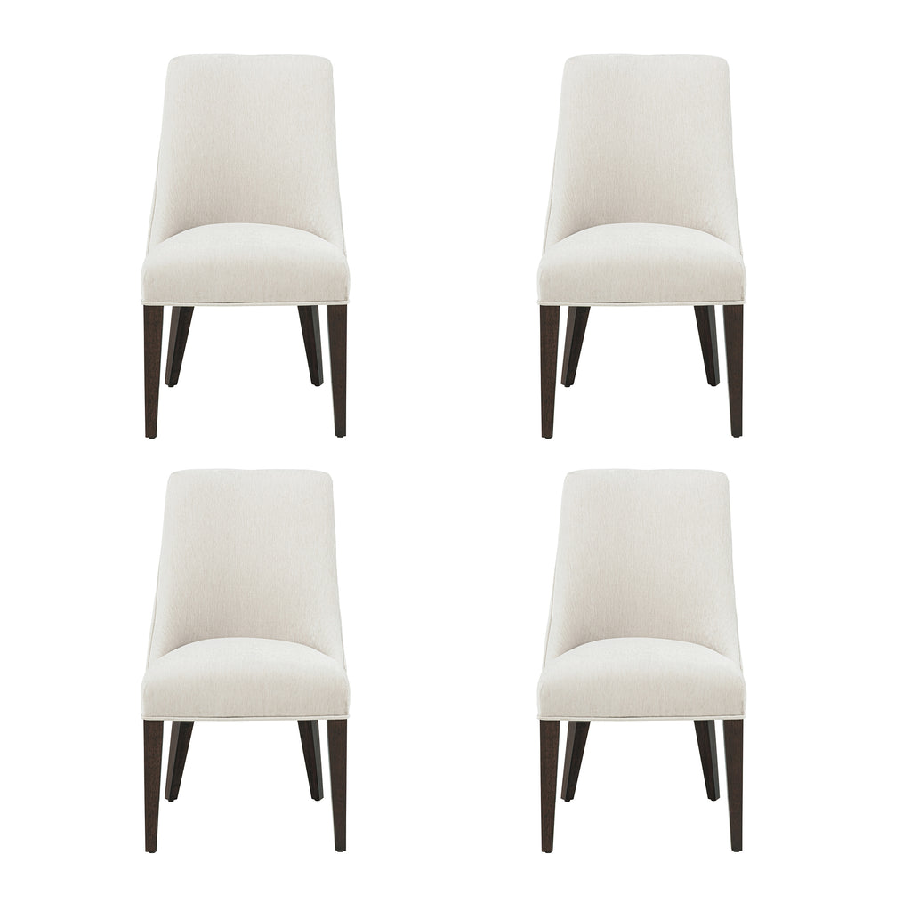 Manhattan Comfort Beever Modern Chenille Wood Dining Chair in Cream - Set of 4
