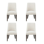 Manhattan Comfort Beever Modern Chenille Wood Dining Chair in Cream - Set of 4