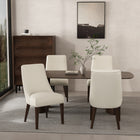 Manhattan Comfort Beever Modern Chenille Wood Dining Chair in Cream - Set of 4