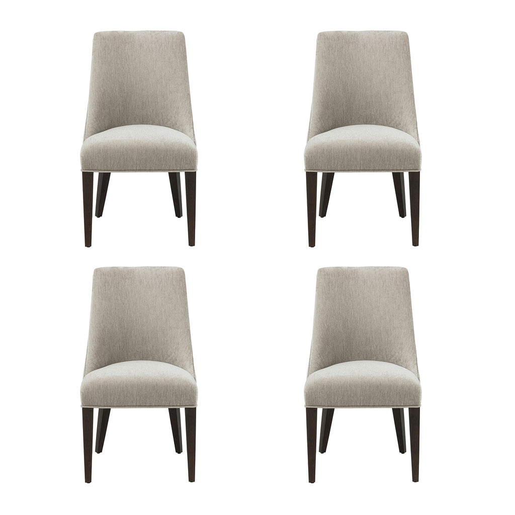 Manhattan Comfort Beever Modern Chenille Wood Dining Chair in Taupe - Set of 4