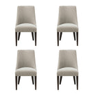 Manhattan Comfort Beever Modern Chenille Wood Dining Chair in Taupe - Set of 4