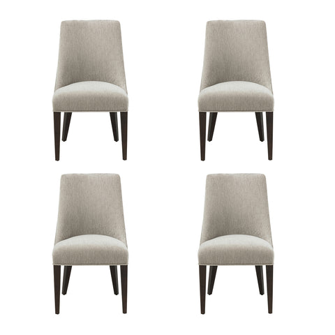 Manhattan Comfort Beever Modern Chenille Wood Dining Chair in Taupe - Set of 4